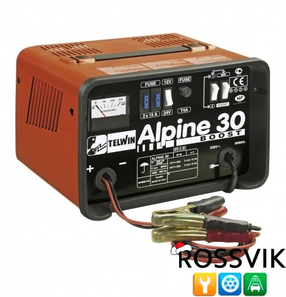 Зарядное устройство Telwin Alpine 30 Boost, 230В, 800Вт, напряжение АКБ 12-24В