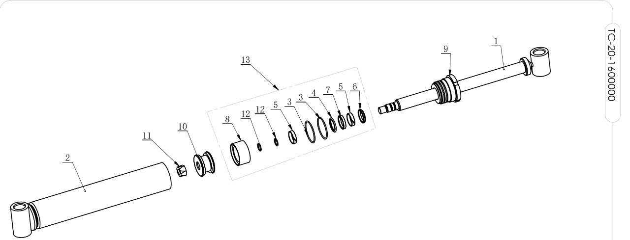 TC-20-1600000 LIFT OIL TANK ASSEMBLY Гидроцилиндр подъемный V-57