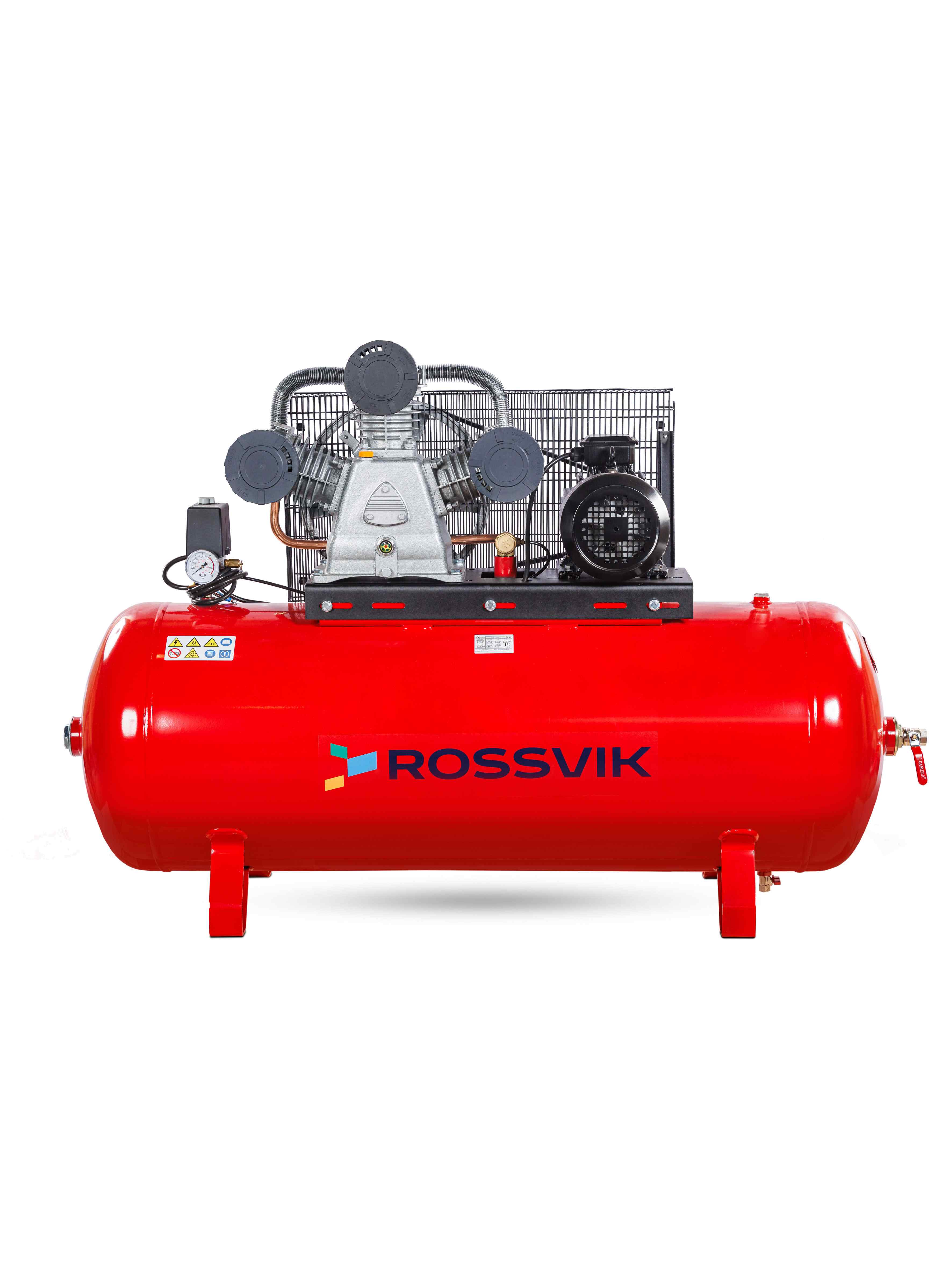 Компрессор ROSSVIK СБ4/Ф-270.LB75, 950 л/мин, 10 бар, ресивер 270 л, 380 В/5,5 кВт, красный
