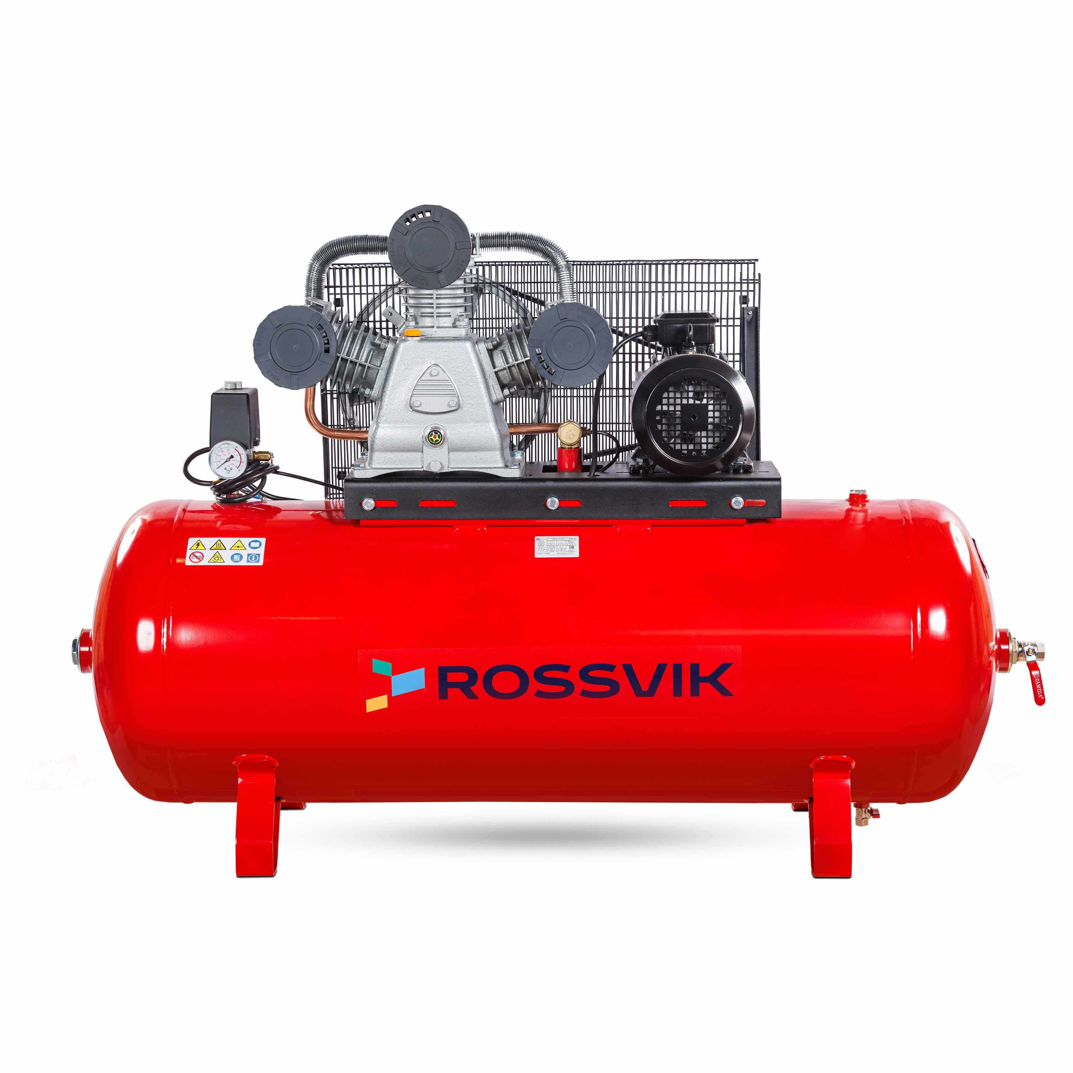Компрессор ROSSVIK СБ4/Ф-270.LB75, 950 л/мин, 10 бар, ресивер 270 л, 380 В/5,5 кВт, красный