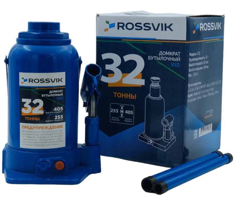 Домкрат бутылочный ROSSVIK V32, г/п 32,0т