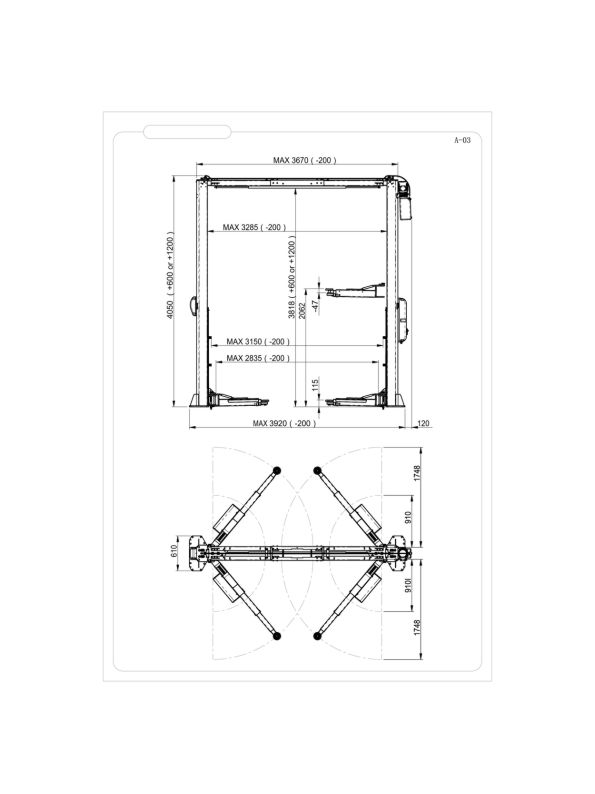 Автоподъемник двухстоечный ROSSVIK PRO V2-5.5L, г/п 5,5 т, 380 В, верхняя синхронизация, серый