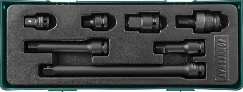 S03A401SP Комплект аксессуаров для  ударных головок  1/2"DR удлинители, переходники и кардан, 7 пред