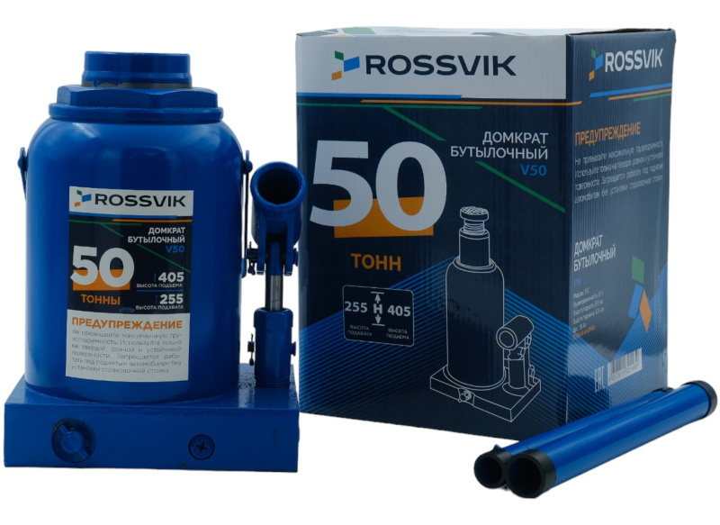 Домкрат бутылочный ROSSVIK V50, г/п 50,0т