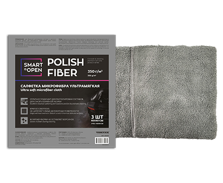 Салфетка микрофибра ультрамягкая  350г/м 40*40 SMART OPEN  Polish Fiber  (3 шт)