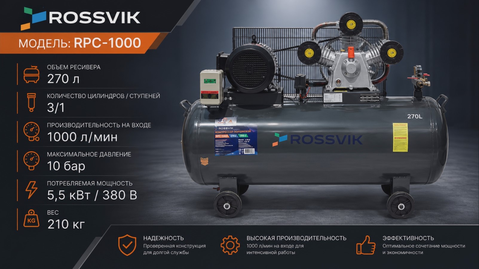 Поршневые компрессоры ROSSVIK RPC