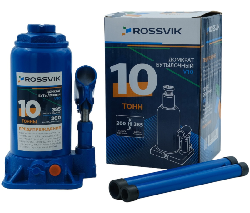 Домкрат бутылочный ROSSVIK V10, г/п 10,0т