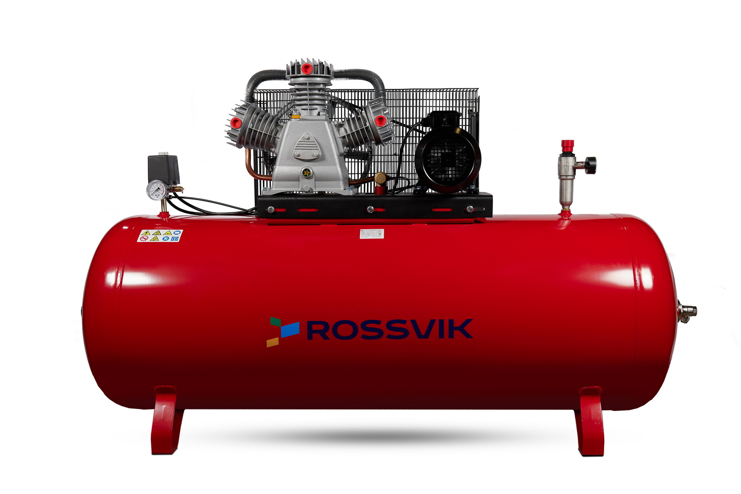 Компрессор ROSSVIK СБ4/Ф-500.LB75, 950 л/мин, 10 бар, ресивер 500 л, 380 В/5,5 кВт, красный
