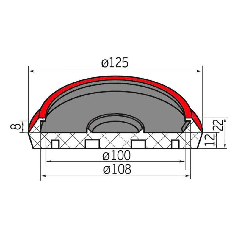 Накладка резиновая для подъемников ROSSVIK V2-4L Размер посадочный: Ø108х8 мм															